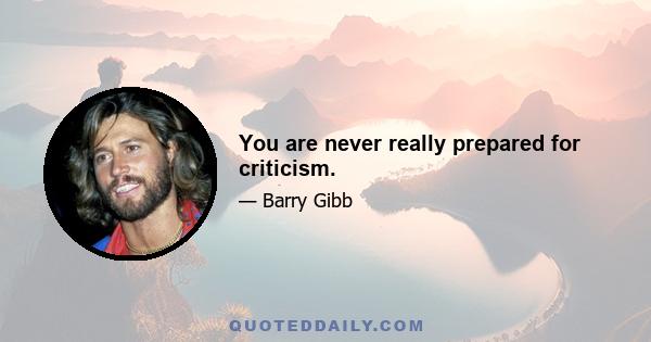 You are never really prepared for criticism.