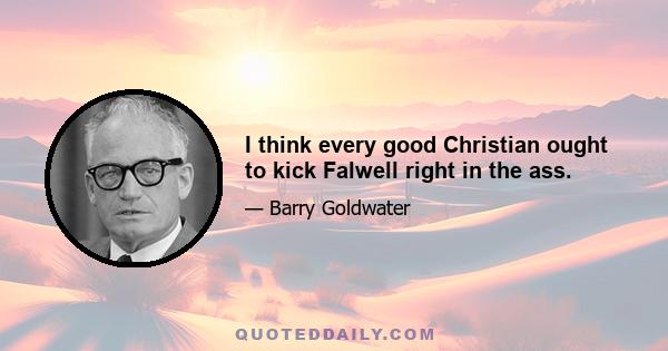 I think every good Christian ought to kick Falwell right in the ass.