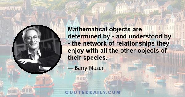 Mathematical objects are determined by - and understood by - the network of relationships they enjoy with all the other objects of their species.