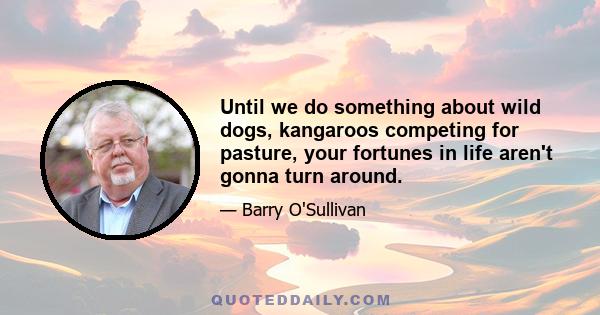 Until we do something about wild dogs, kangaroos competing for pasture, your fortunes in life aren't gonna turn around.