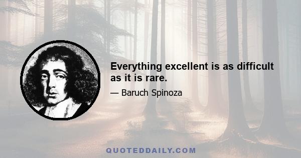 Everything excellent is as difficult as it is rare.