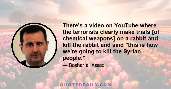 There's a video on YouTube where the terrorists clearly make trials [of chemical weapons] on a rabbit and kill the rabbit and said this is how we're going to kill the Syrian people.