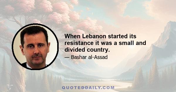 When Lebanon started its resistance it was a small and divided country.