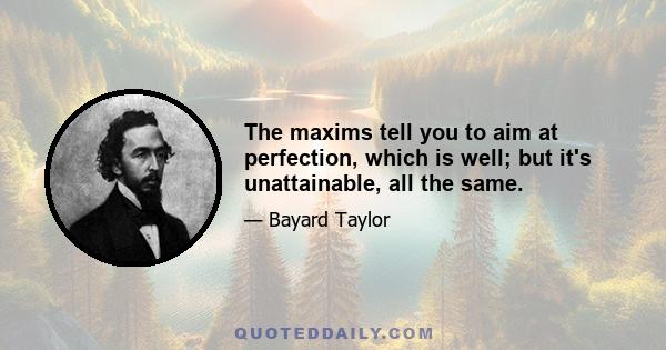 The maxims tell you to aim at perfection, which is well; but it's unattainable, all the same.