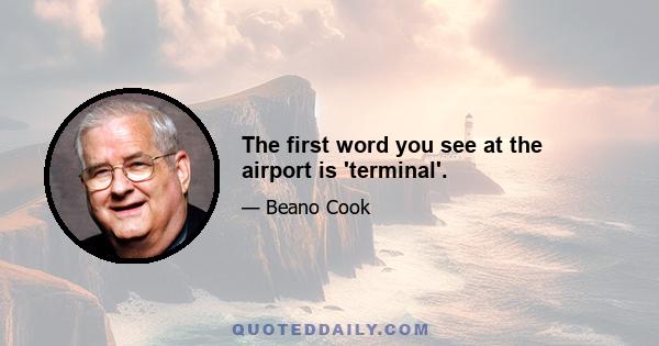 The first word you see at the airport is 'terminal'.