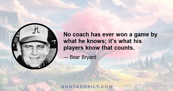 No coach has ever won a game by what he knows; it's what his players know that counts.