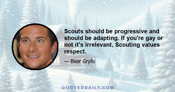 Scouts should be progressive and should be adapting. If you're gay or not it's irrelevant, Scouting values respect.