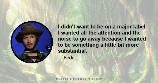 I didn't want to be on a major label. I wanted all the attention and the noise to go away because I wanted to be something a little bit more substantial.