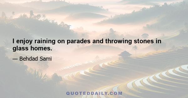 I enjoy raining on parades and throwing stones in glass homes.