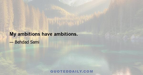 My ambitions have ambitions.