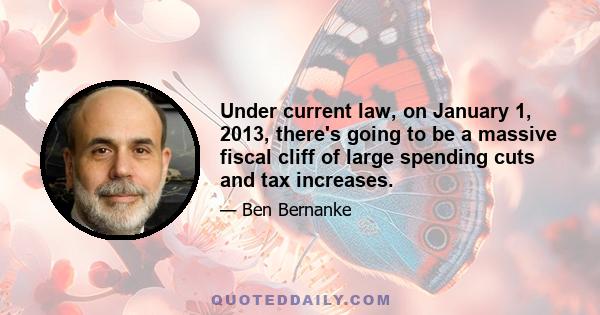 Under current law, on January 1, 2013, there's going to be a massive fiscal cliff of large spending cuts and tax increases.