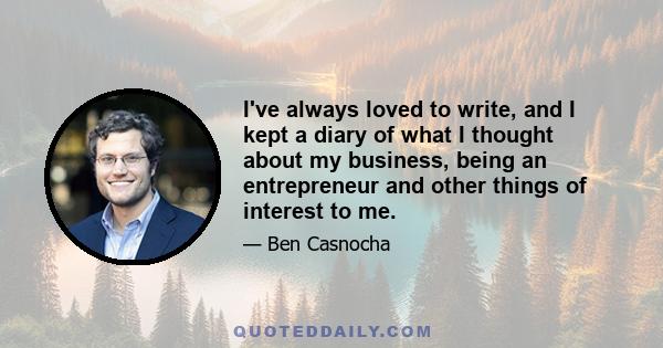 I've always loved to write, and I kept a diary of what I thought about my business, being an entrepreneur and other things of interest to me.