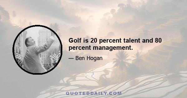 Golf is 20 percent talent and 80 percent management.