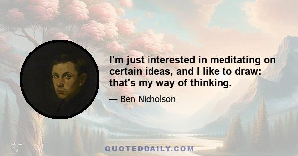 I'm just interested in meditating on certain ideas, and I like to draw: that's my way of thinking.