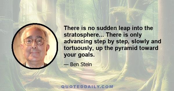 There is no sudden leap into the stratosphere... There is only advancing step by step, slowly and tortuously, up the pyramid toward your goals.