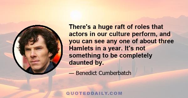 There's a huge raft of roles that actors in our culture perform, and you can see any one of about three Hamlets in a year. It's not something to be completely daunted by.