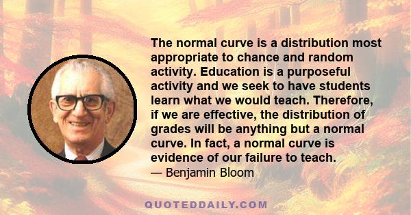 The normal curve is a distribution most appropriate to chance and random activity. Education is a purposeful activity and we seek to have students learn what we would teach. Therefore, if we are effective, the