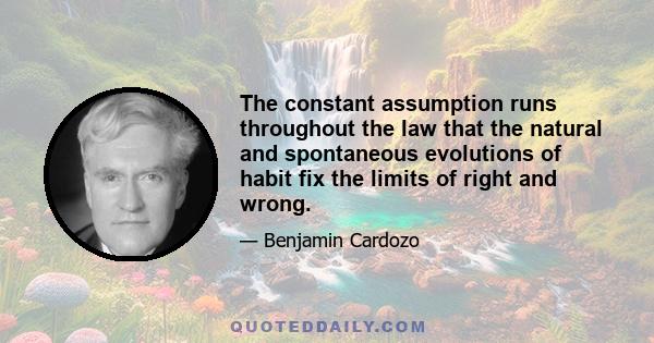 The constant assumption runs throughout the law that the natural and spontaneous evolutions of habit fix the limits of right and wrong.