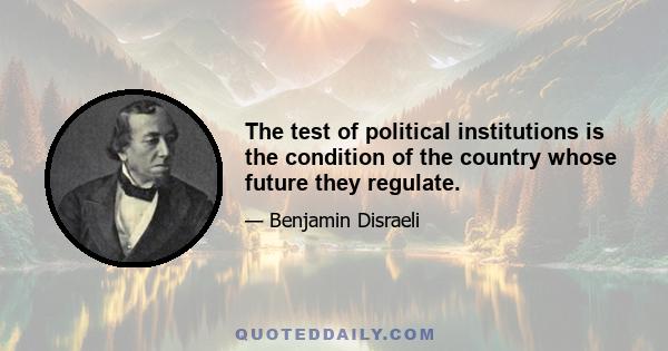 The test of political institutions is the condition of the country whose future they regulate.