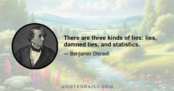 There are three kinds of lies: lies, damned lies, and statistics.