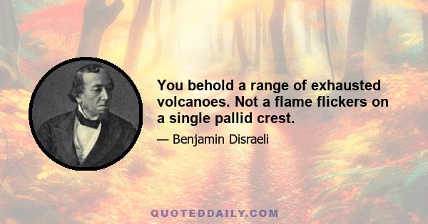 You behold a range of exhausted volcanoes. Not a flame flickers on a single pallid crest.