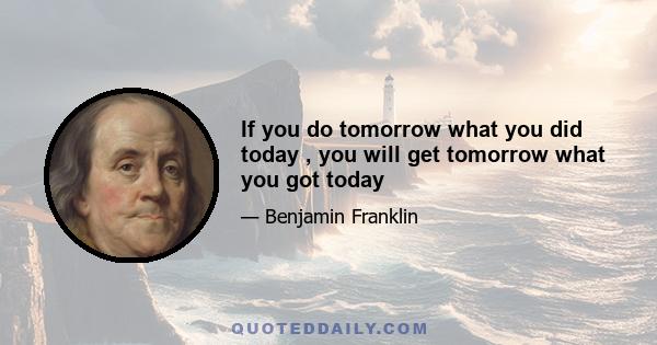 If you do tomorrow what you did today , you will get tomorrow what you got today