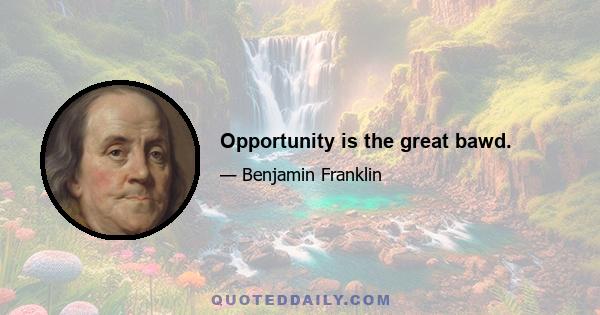 Opportunity is the great bawd.