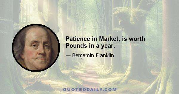 Patience in Market, is worth Pounds in a year.