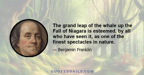 The grand leap of the whale up the Fall of Niagara is esteemed, by all who have seen it, as one of the finest spectacles in nature.