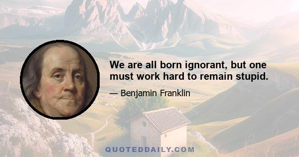 We are all born ignorant, but one must work hard to remain stupid.