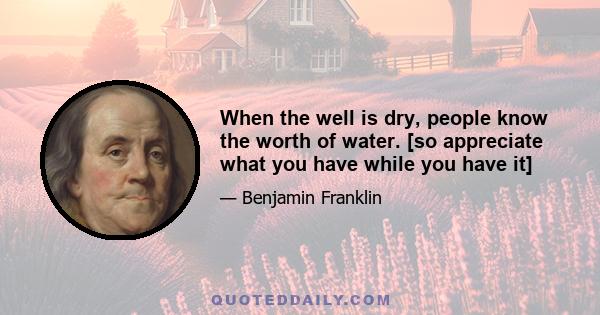 When the well is dry, people know the worth of water. [so appreciate what you have while you have it]