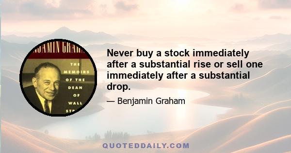 Never buy a stock immediately after a substantial rise or sell one immediately after a substantial drop.