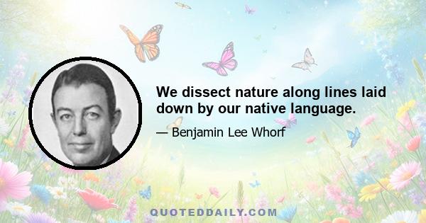 We dissect nature along lines laid down by our native language.