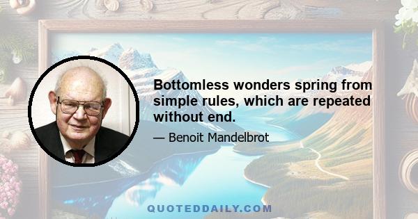 Bottomless wonders spring from simple rules, which are repeated without end.