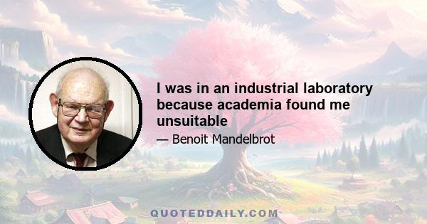 I was in an industrial laboratory because academia found me unsuitable