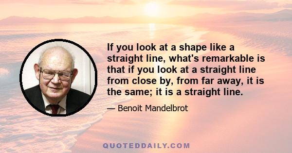 If you look at a shape like a straight line, what's remarkable is that if you look at a straight line from close by, from far away, it is the same; it is a straight line.