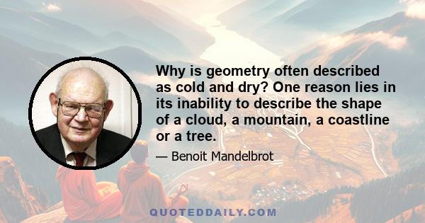 Why is geometry often described as cold and dry? One reason lies in its inability to describe the shape of a cloud, a mountain, a coastline or a tree.