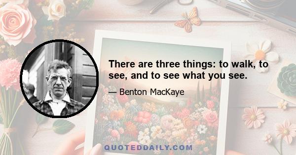 There are three things: to walk, to see, and to see what you see.