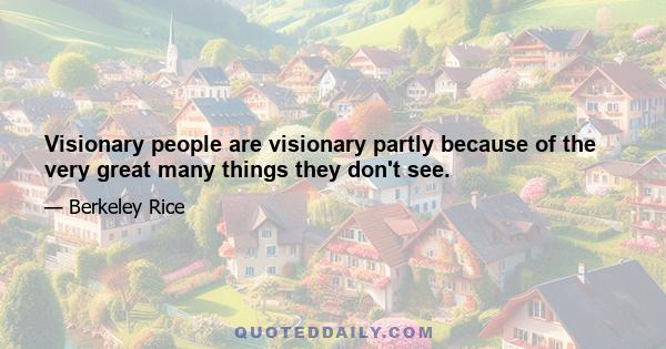 Visionary people are visionary partly because of the very great many things they don't see.