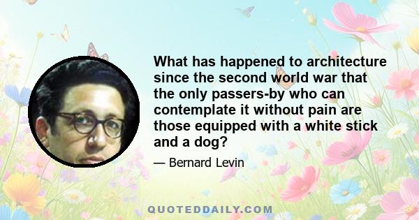 What has happened to architecture since the second world war that the only passers-by who can contemplate it without pain are those equipped with a white stick and a dog?