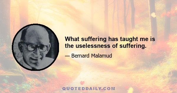 What suffering has taught me is the uselessness of suffering.