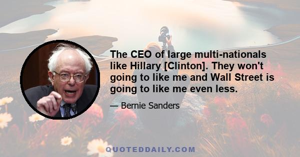 The CEO of large multi-nationals like Hillary [Clinton]. They won't going to like me and Wall Street is going to like me even less.