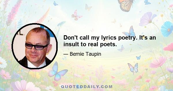 Don't call my lyrics poetry. It's an insult to real poets.