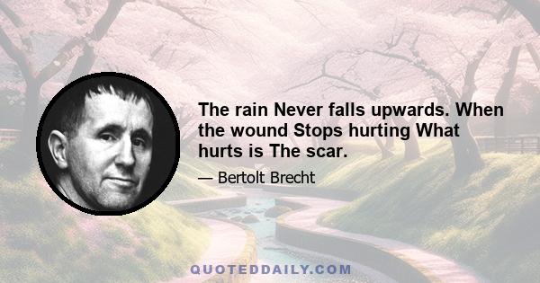 The rain Never falls upwards. When the wound Stops hurting What hurts is The scar.