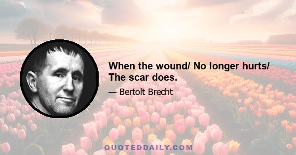 When the wound/ No longer hurts/ The scar does.