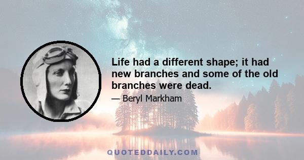 Life had a different shape; it had new branches and some of the old branches were dead.