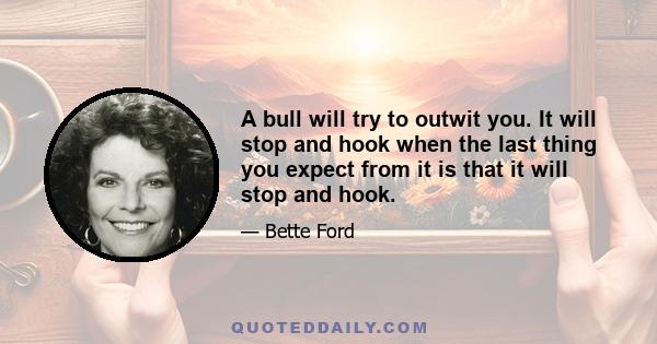 A bull will try to outwit you. It will stop and hook when the last thing you expect from it is that it will stop and hook.