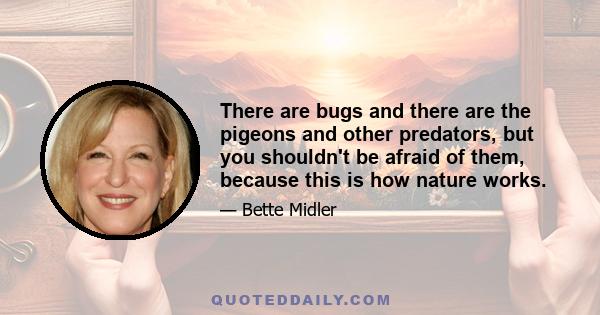 There are bugs and there are the pigeons and other predators, but you shouldn't be afraid of them, because this is how nature works.