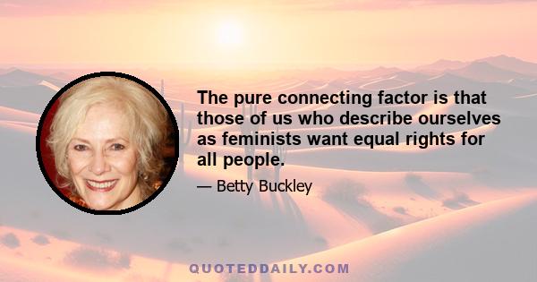 The pure connecting factor is that those of us who describe ourselves as feminists want equal rights for all people.