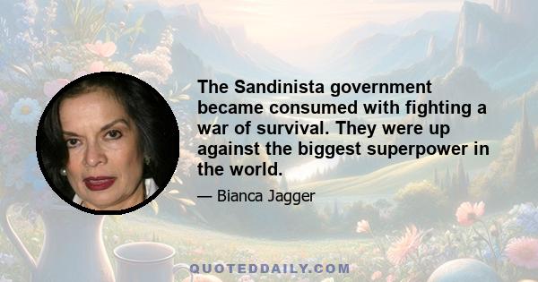 The Sandinista government became consumed with fighting a war of survival. They were up against the biggest superpower in the world.